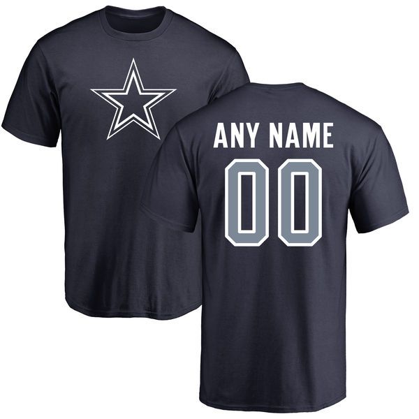 Men Dallas Cowboys NFL Pro Line Navy Any Name and Number Logo Custom T-Shirt